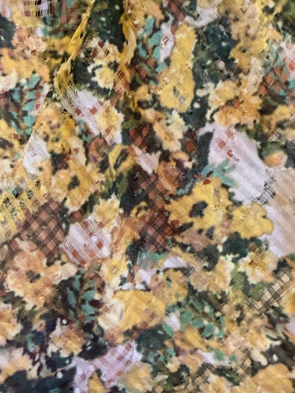 Isabel Marant Yellow Green Silk Perforated Floral Cottagecore Wrap Mini Skirt